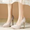 Мода 2025 Женские туфли-лодочки Задний Высокий каблук Сексуальный Тонкий каблук Высокие каблуки 12 см Остроносые лодочки Женская обувь Платформа Свадебная обувь