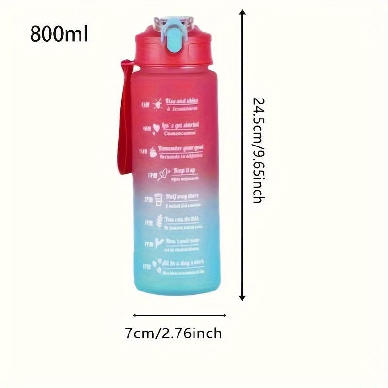 1Pc 800ml Capacity Motivational Water Bottle with Time Marker, Leakproof, with Durable Carrying Strap, for Fitness, Gym, Outdoor Sports