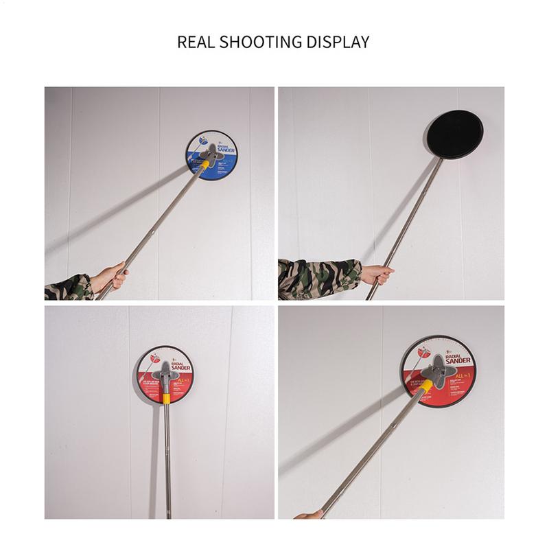 Pole Sander For Drywall 9 Inches Radial Round Pole Sander 360 Degree Rotary Pad For Concrete Walls Repair Cleaning Polishing