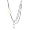 Heart Shaped Pearl Titanium Steel Chunky Necklace For Women Fashion Hip Hop Style