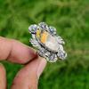 Natural Bumble Bee Jasper Flower Adjustable Ring 925 Silver For Girls