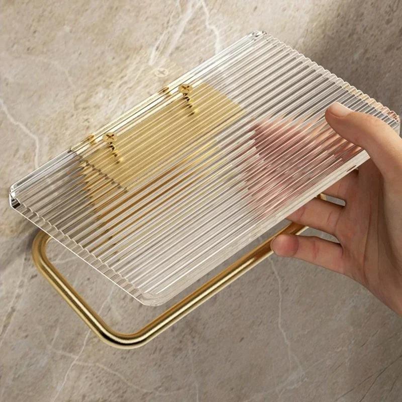 Роскошный золотой держатель для туалетной бумаги с полкой, без перфорации, акриловый держатель для рулонной бумаги, вешалка для салфеток, аксессуары для ванной комнаты