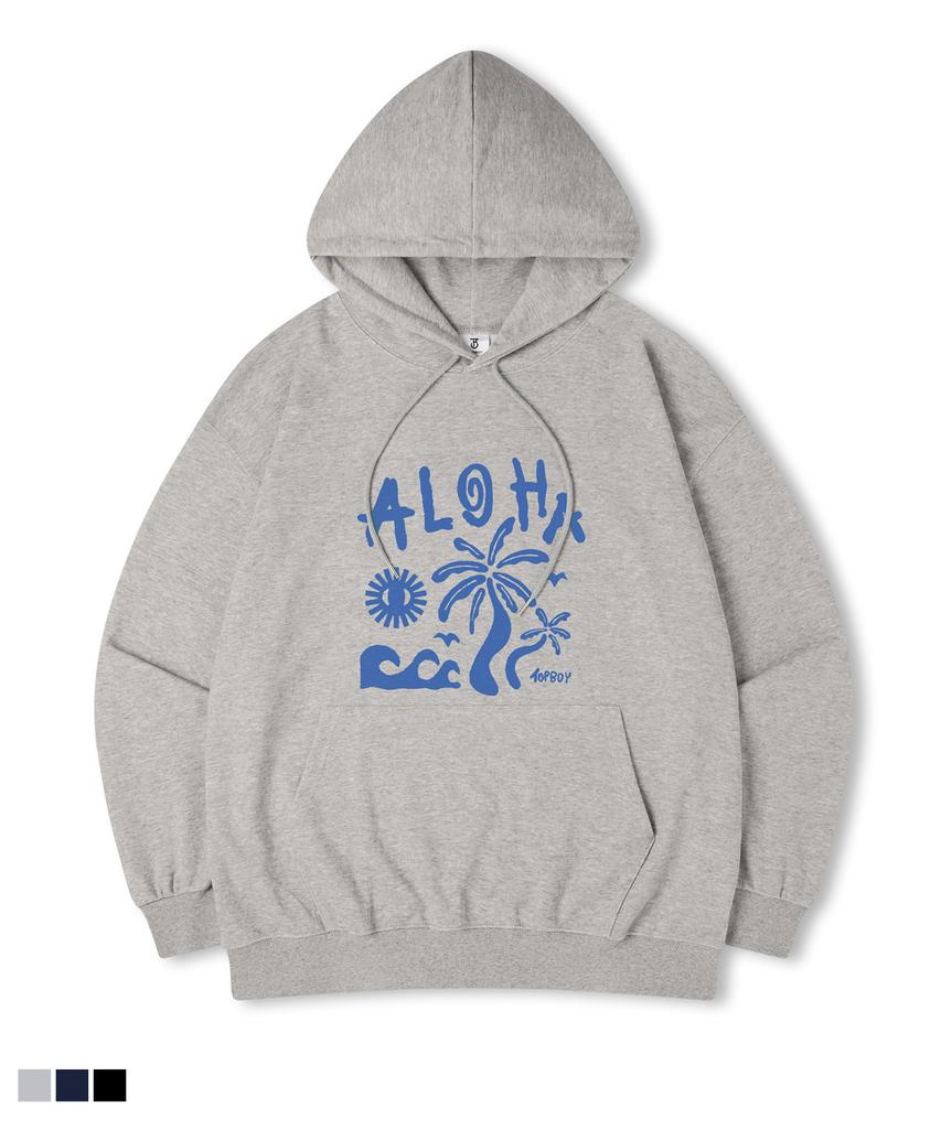 Свитшот с капюшоном и принтом Aloha, свободного кроя, с флисовой подкладкой