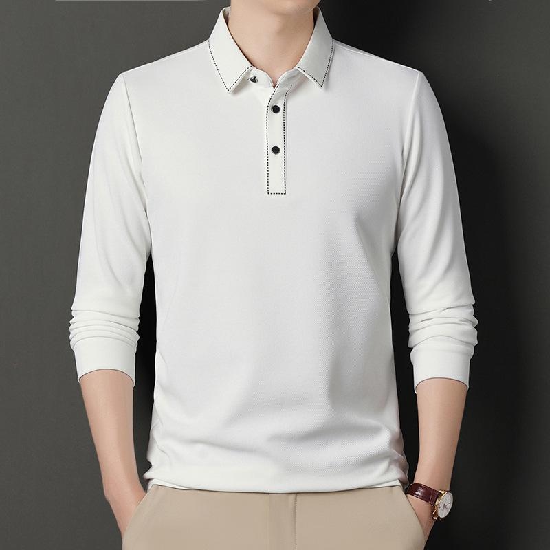 Simple Men's Long-sleeved Polo Shirt Spring and Autumn New Casual Lapel Men's Tops Trendy Versatile T-shirts for Men