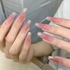 24 шт. Pure Desire Simple Aurora Glitter Long Ballet Nail Ice Transparent White Nail Piece Fake Nail Fairy Full Muse