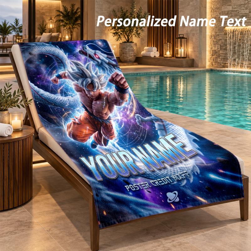 Dragon Ball Custom Name Beach Towel Large Soft Towel for Indoor Bathroom Outdoor Beach