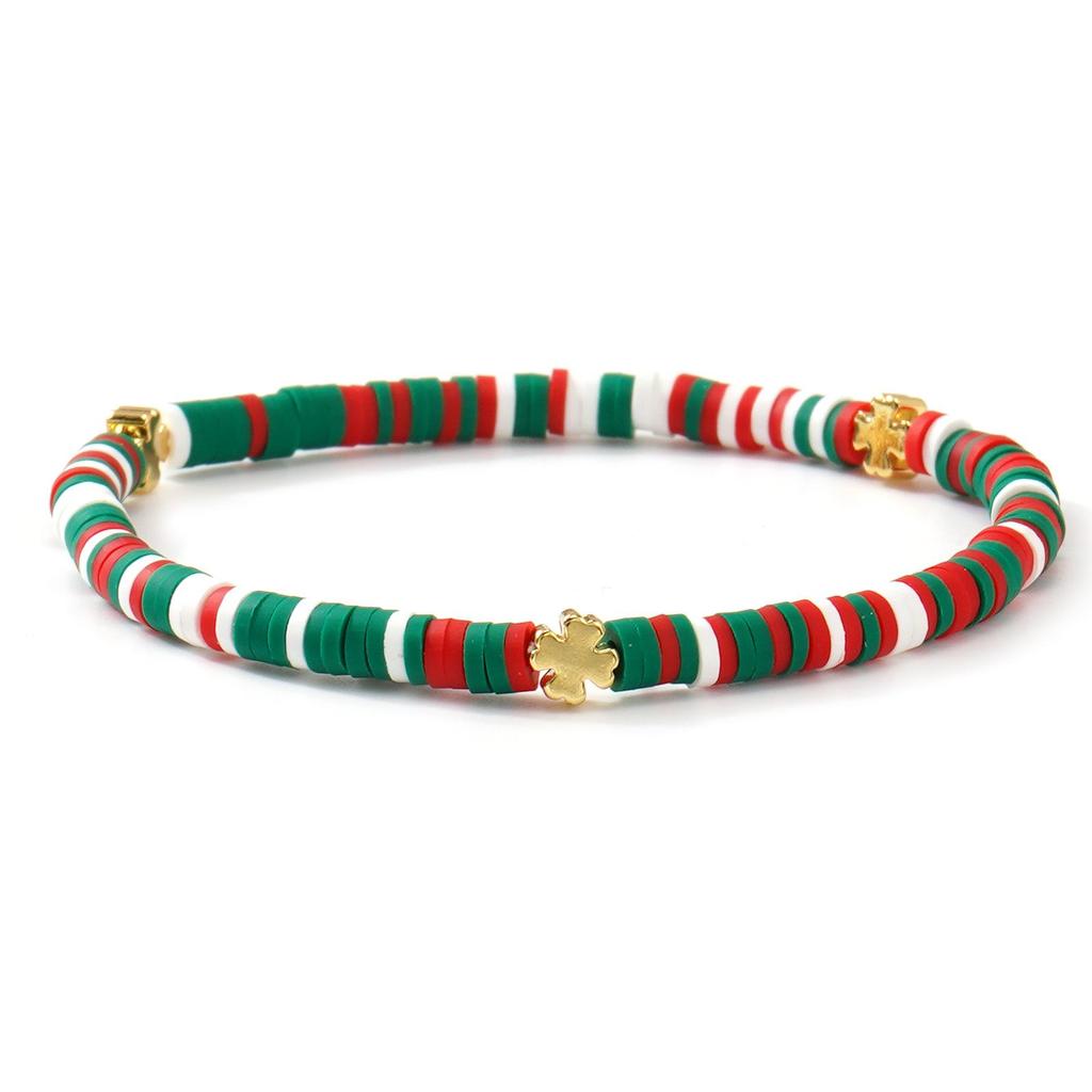 Versatile Christmas Bracelet: Red, Green, White Beads with 'MERRY' Letter, Bell, and Heart Elements