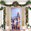 Yousheng Christmas Door Cover Cute Reindeer Front Door Cover 35x82in Porch Welcome Sign Banner for Winter Holiday Party Photo Backdrop Decor