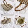 Striped Straw Shoulder Bag for Women Beach Bag Holidays Shopping Casual Tote New Summer Design
