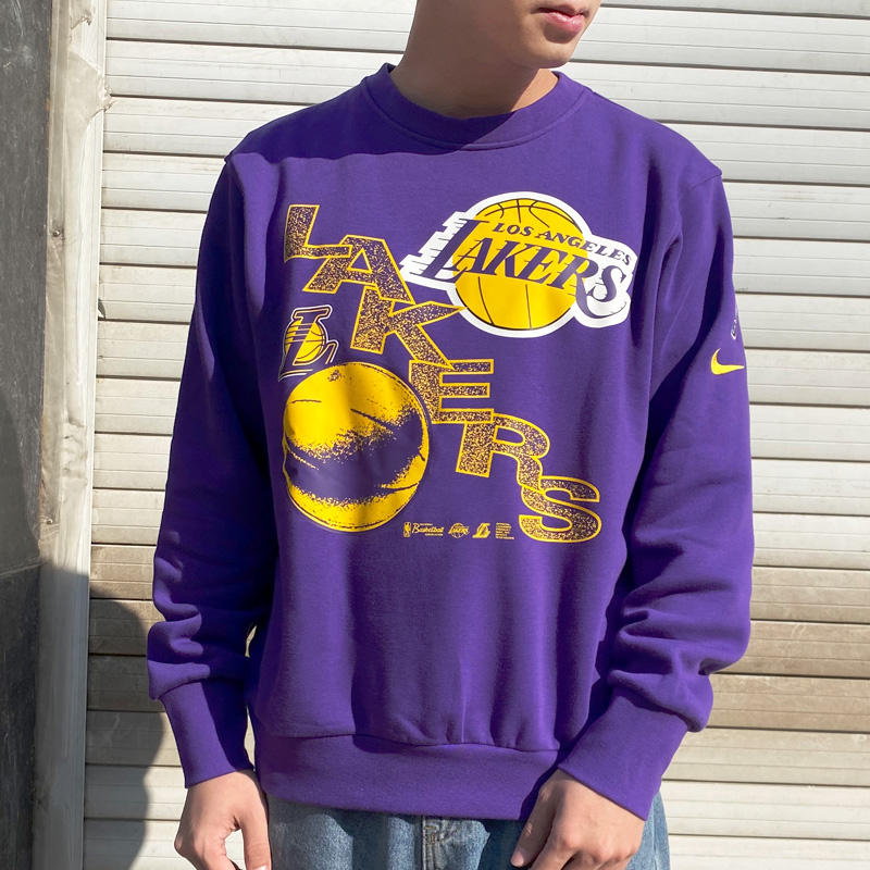 Nike Толстовка с длинными рукавами и графическим рисунком НБА Лос-Анджелес Лейкерс на флисовой подкладке, мужские топы фиолетового цвета DH9439-504