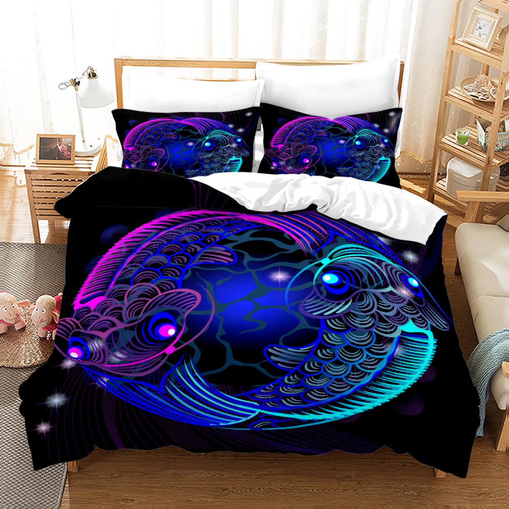 3D Ornamental Fish Bedding Set Animal Down Duvet Cover Pillowcase 2/3 Birthday Gift DE135 * 200 Boy Room Full Size Quick Drying Soft Home Textile