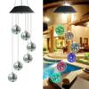 Color-Changing Disco Mirror Ball Lamp Solar Powered Wind Chime Mobile Hanging Light for Garden Landscape Pathway Festival Decor
