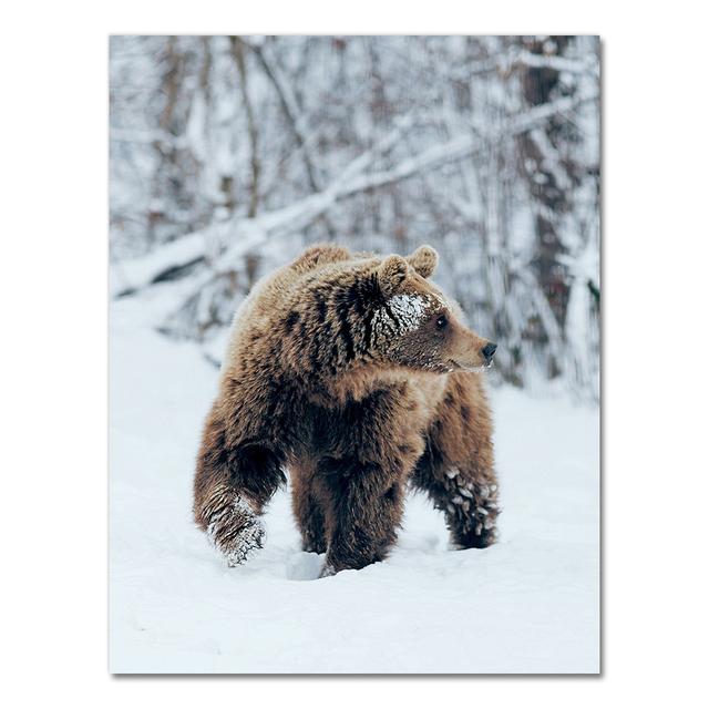 Скандинавский постер и принт, зимний природный пейзаж, холст, картина, пиво, олень, животное, настенная картина, скандинавский стиль, домашний декор, без рамки