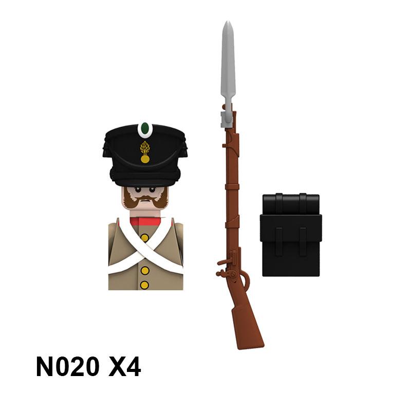 4pcs Military Building Blocks Medieval Knights Duke Marshal Figures Napoleonic Wars Weapons Sword Flags Shoulder Armor Cape Brick MOC