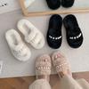 Инс пушистые тапочки женские осенне-зимние 2025 новый интернет-знаменитость пушистый плюшевый толстая подошва на платформе однословные хлопковые тапочки