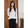 Egoist Unbalanced Ruffle Square Neck Knit Top Es2okl03 
