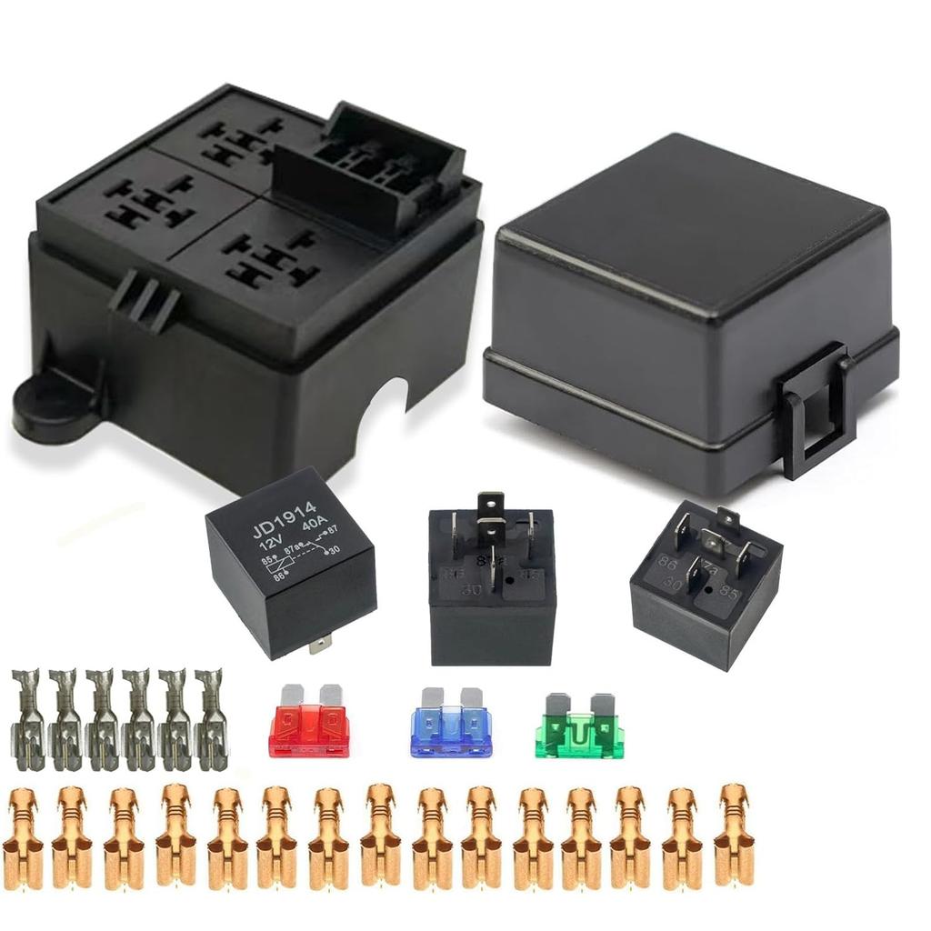 12V 3 Way Waterproof Relay Box Pre-Wired Fuse and Relay Box 3 Slot ATC/ATO Fuse Relay Block Universal Relay Panel for Automotive Fuses4
