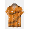 Men's Casual Shirt 3D Music Note Printed Hawaiian Men's Short Sleeve Lining