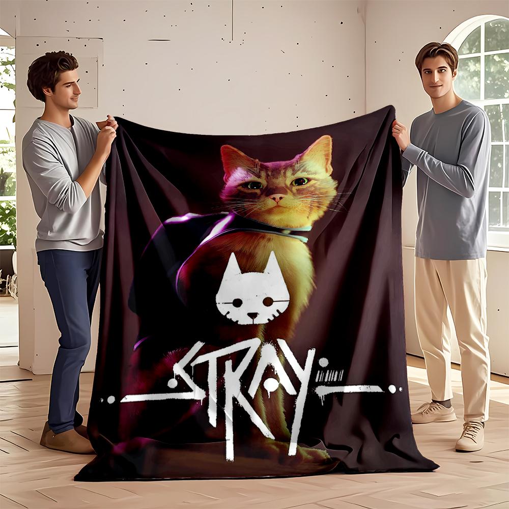Stray Game Cat Design Blanket, Stylish and Cozy Flannel blanket for bedroom, living room, sofa, and nap sofas.