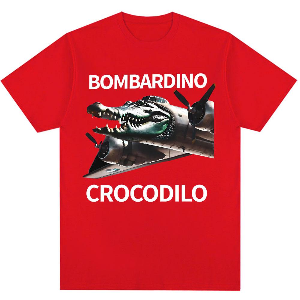Bombardiro Crocodilo Funny Italian Brainrot Meme T Shirt Humor Fashion Hip Hop Men Women T Shirts Oversized Cotton Casual Tees