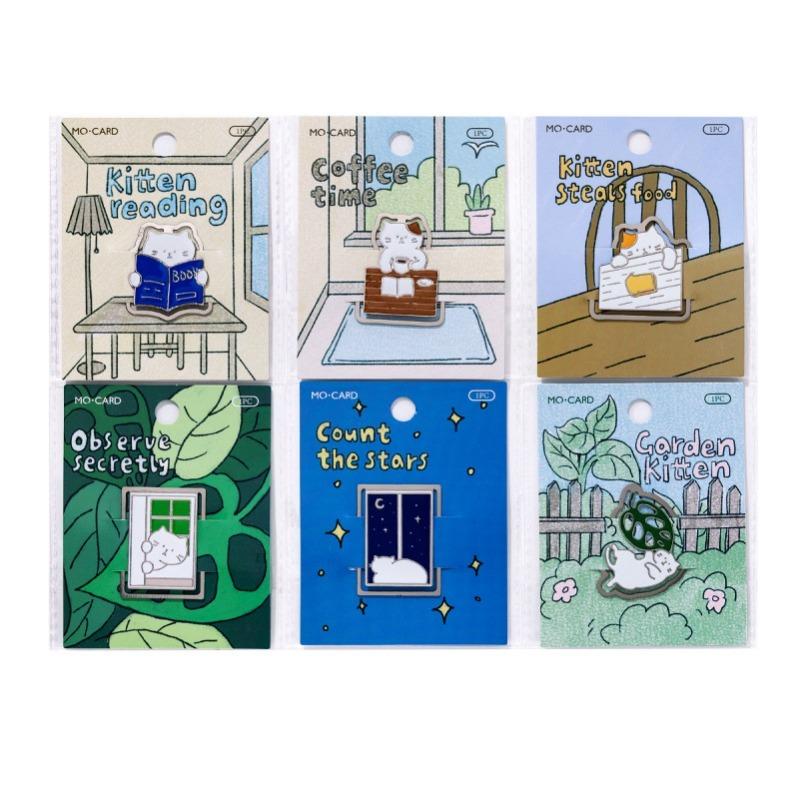 Милая мини-металлическая закладка в виде кошки, очаровательный мультяшный котенок, держатель для страниц книги, уникальные подарки для чтения для студентов, читателей, книги