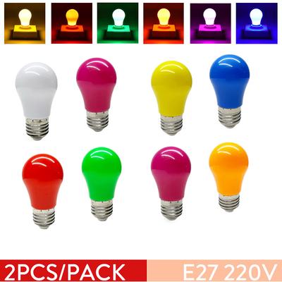 2x E27 2w Светодиодные лампы Rgb Лампы-глобусы с винтовым цоколем A45 Свет Красный Синий Зеленый Розовый Желтый Белый Фиолетовый 8 цветов света 240в 10Вт