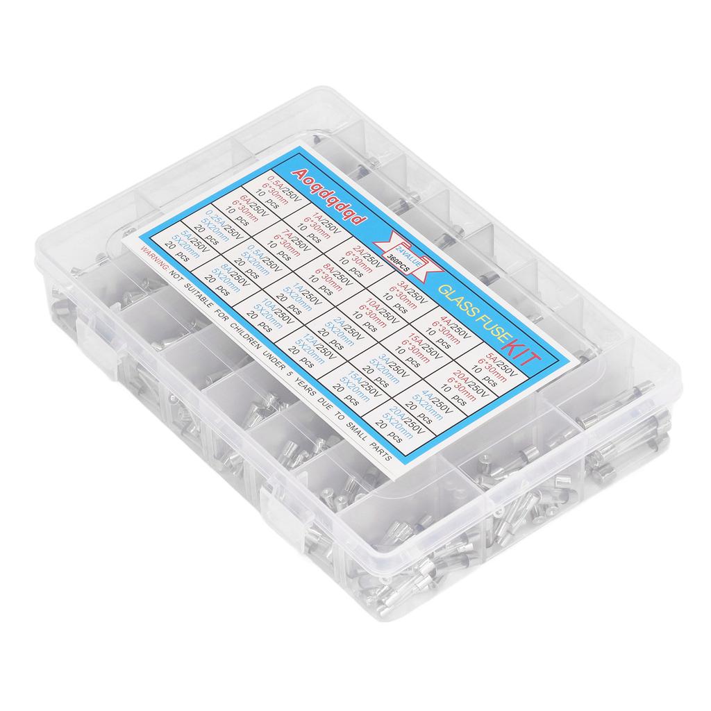 360 шт. Стеклянный предохранитель 0,25 А?Набор из 20А 24 типов 6x30мм 5x20мм для защиты цепей