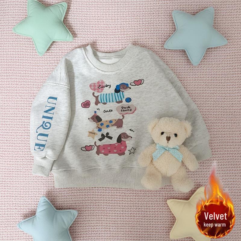 Корейский стиль, мультяшный костюм-двойка для девочек: худи и джоггеры - Издание 2026