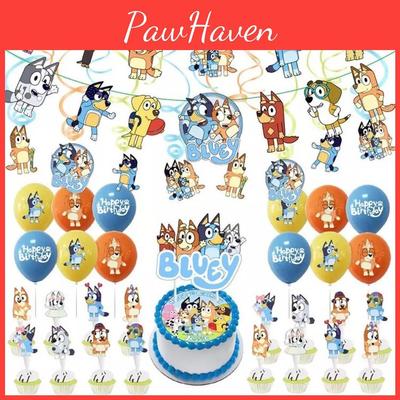 Яркий декор для дня рождения в стиле Блуи, вымпел, вставка для ряда, подвесной спиральный набор