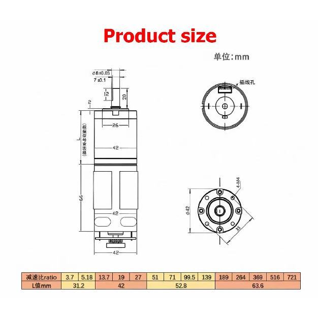 42GP-775 encoder planetary gear DC speed reduction motor 12V 24V speed control micro-sized high-torque motor