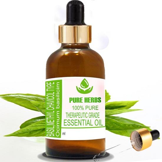 Pure Herbs Basil methyl chavicol (Ocimum basilicum L) Pure & Natural Therapeutic Grade Essential Oil Glass