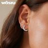 WOSTU Креативные двойные серьги-серьги для женщин, стерлинговое серебро 925 пробы, блестящий циркон, простые серьги-гвоздики для вечеринок, ювелирные изделия в подарок
