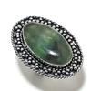 Зеленый Флюорит Ручная работа 925 Стерлинговое Серебро Ювелирное Кольцо Размер 6 e8I34