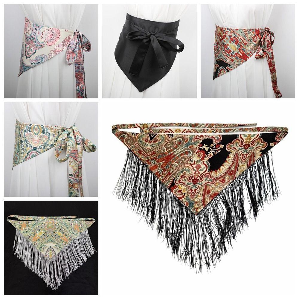 Embroidered Printing Ethnic Triangular Waistband Chinese Style Bohemia Wide Waistband Female