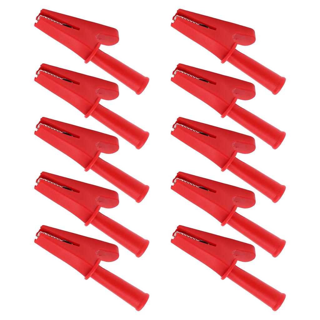 10Pcs Electric Test Clip 20A Rated Current 10mm Opening Test Clamp for Electronic Equipment Welding MachineryRed