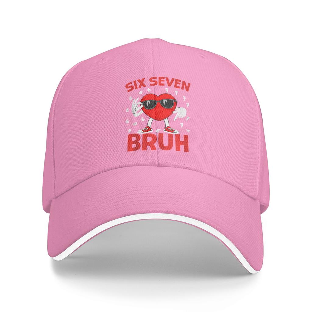 Six Seven 67 Bruh 6 7 Meme Funny Valentines Heart Sun Baseball Cap Summer Casual Hip Hop Hats For Men Tennis Skate Snapback Cap