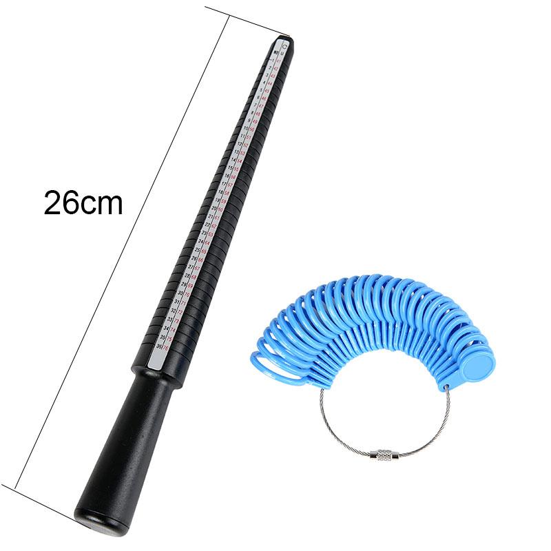 1set Plastic Ring Sizers Finder Mandrel Stick Finger Gauge Kit for Craft DIY Jewelry Making Ring Size Jewelry Measuring Tools