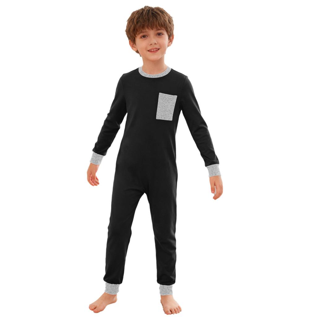 Унисекс Детский Адаптивный Комбинезон Круглый Вырез Длинный Рукав Анти-царапина на Спине Невидимая Молния Контрастный Цветной Карман Одежда