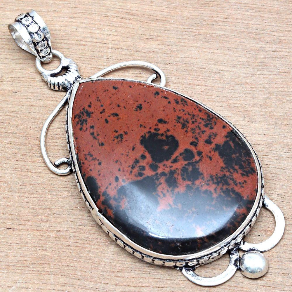 Necklace Mahogany Obsidian Gemstone Gift For Her Jewelry 2.5"
