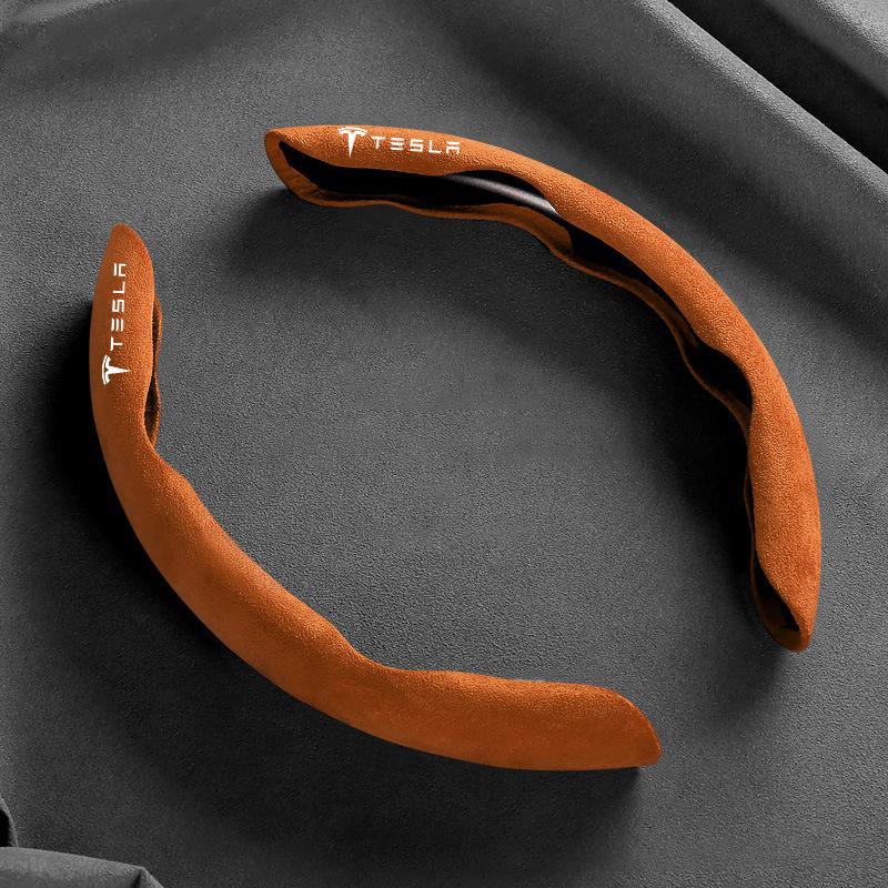 ALB1 Universal Non-Slip Suede Leather Car Steering Cover Anti Slip Steer Wheel Booster Cover For Tesla Model 3 Model S X Y Roadster