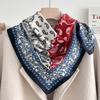 Chessboard plaid 71CM cotton and linen silk scarf small square scarf women's spring and autumn summer thin scarf scarf linen headscarf belt