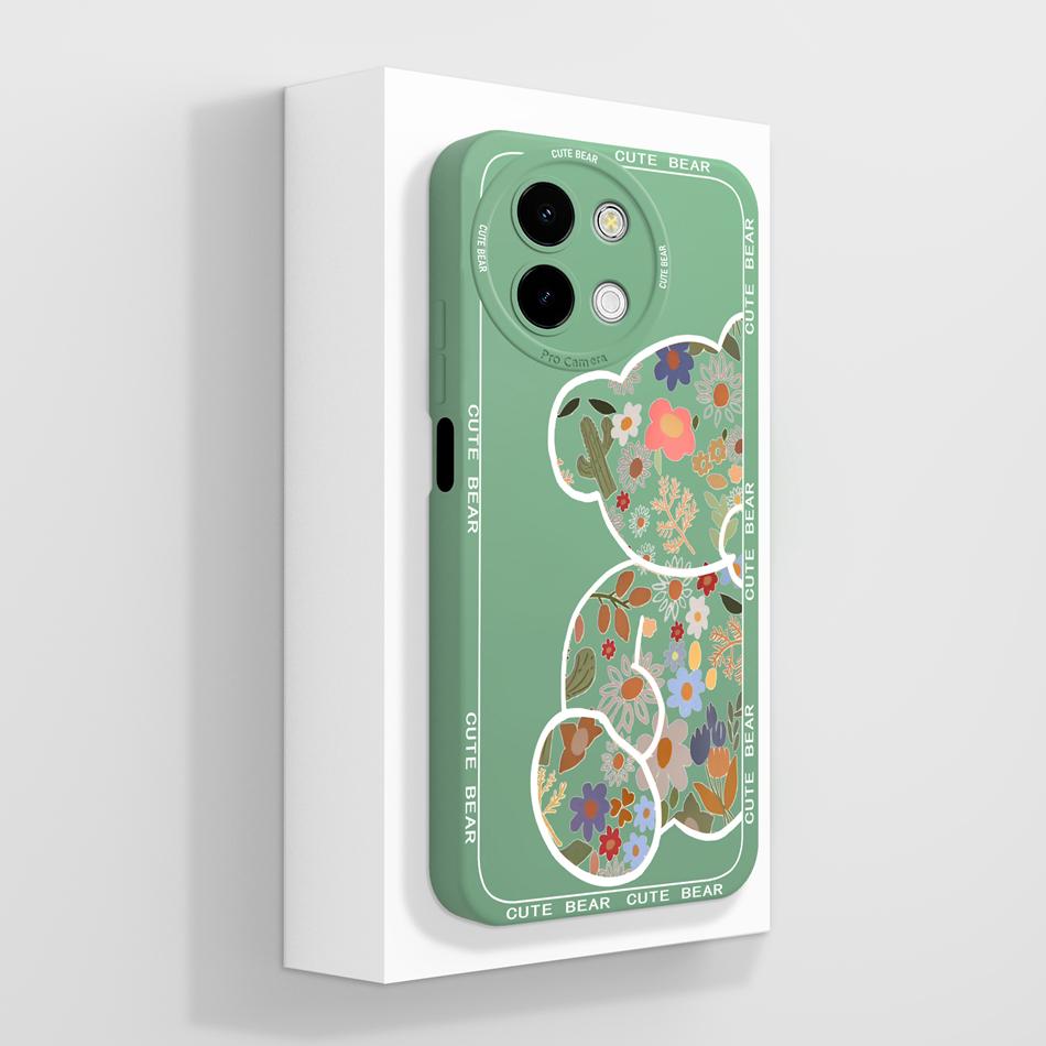 Case For Vivo Y38 Y58 T3X Y200i Y200T 5G Cute Panda Funda Soft Liquid Silicone Camera Protection Back Cover Shockproof Bumper