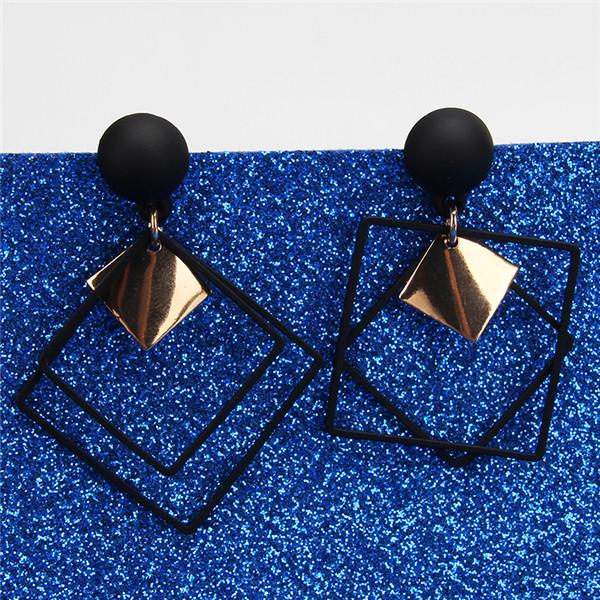 Fashion Korean Metal Drop Earrings Women's Multi Geometry Square Presentation Earrings Gifts Jewelry