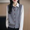 2025 Spring Women's Skin-Friendly Fleece Knit Vest: Solid Color, Round Neck, Sleeveless with Colorful Button Accents