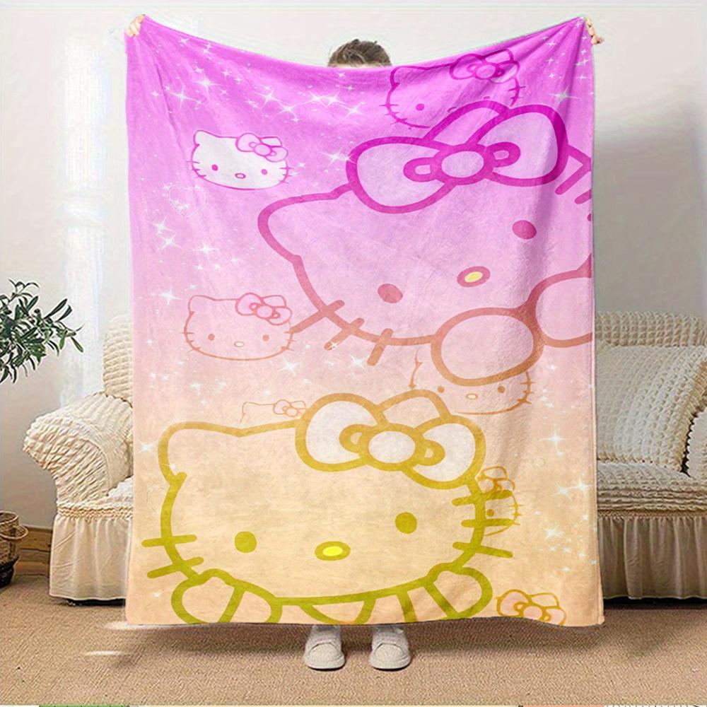 1pc Hello Kitty Gradient Color Cute Cartoon Pattern Blanket - Home Decor Soft, Warm and Comfortable All Seasons Universal Comfortable Machin