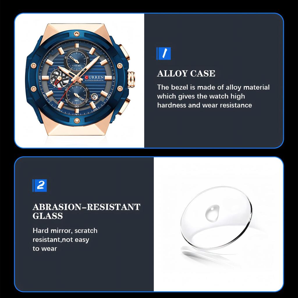 Men's Waterproof Luminous Calendar Chronograph Six Pin Silicone Strap Quartz Business Sports Watch