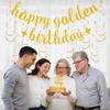 12Pcs Golden Birthday Party Decorations Includes Happy Golden Birthday Banner,10Pcs gold hanging swirls, 1Pcs Glitter Golde Cake Topper.