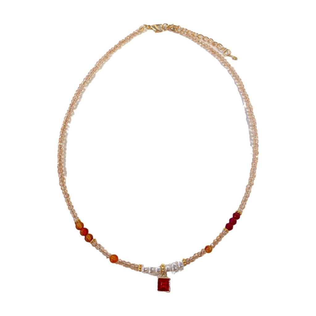 Sweet little fresh beaded splicing choker artificial crystal beading light luxury and versatile niche clavicle chain choker accessories