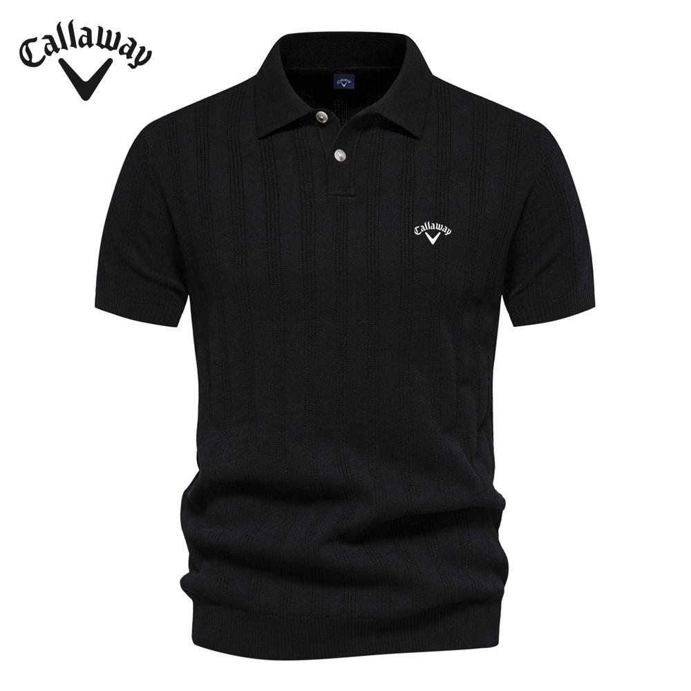 Callaway 2025 Весна/Лето Вышивка Новый Мужской Шерстяной Свитер Поло Вязаная Футболка Короткий Рукав Воротник Мужская Футболка Топ