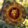 Golden Dragon Hanging Wind Spinner - 360° Rotating Metal Garden Decor with Fierce Dragon Design, Vibrant Red & Golden Colors
